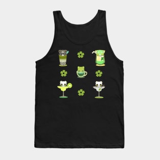 cat racoon boba tea Set Kawaii Drinks Stickers green drinks Tank Top